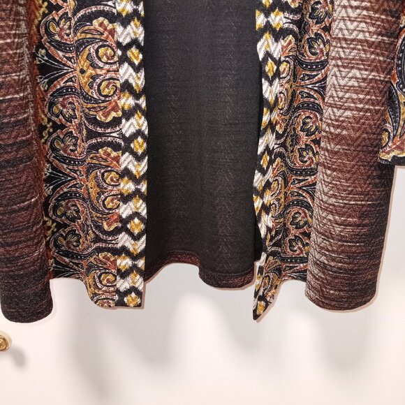 Susan Graver Stretch Textured Knit Long Sleeve Open Front Cardigan Jacket Sz L - Picture 6 of 9